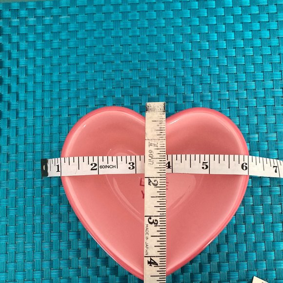 Heart Shaped Nesting Bowls 3 Pc Set Ceramic Purple Pink Green - Picture 10 of 14